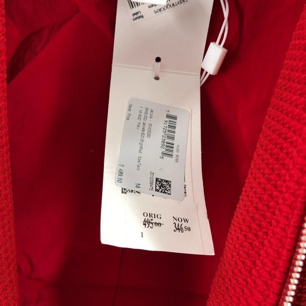 BOSS Jaculia Houndstooth Zip Red Jacket Size 14 - Picture 5 of 14